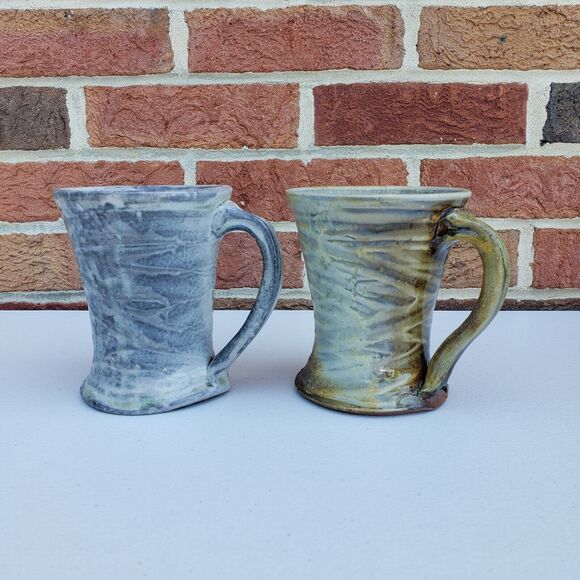 Handmade Other - Pottery Earth Tones Glossy Finish Signed "Jenifer"2 Handmade Mugs 5"